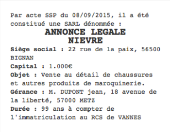annonce legale nievre